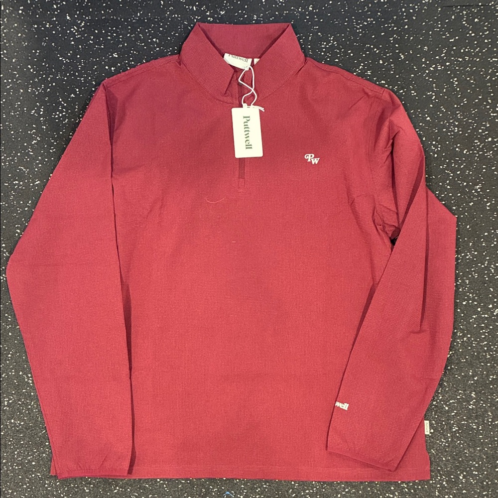 Red Long Sleeve Golf 1/4 zip by boutique brand Puttwell